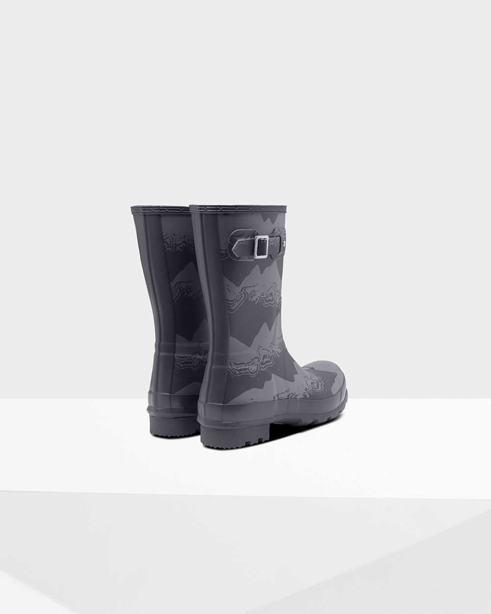 Hunter Original Short Storm Stripe Men's Rain Boots NZ-28374L Grey
